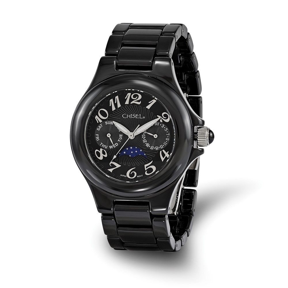 Ladies Chisel Black Ceramic Black Dial Wrist Watch, 7.25 inch Length